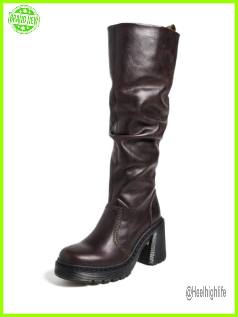 Dr. Martens Kasey High Leg Boots Chunky Block Heel Slouchy Design